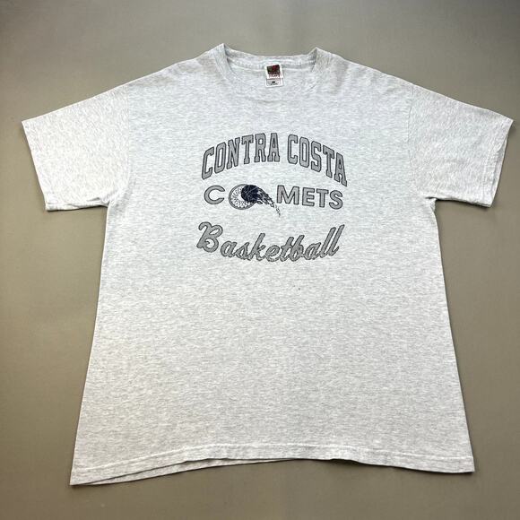 Vintage Contra Costa College T-Shirt Adult XL Gray Comets Basketball Bay Area - Picture 1 of 9